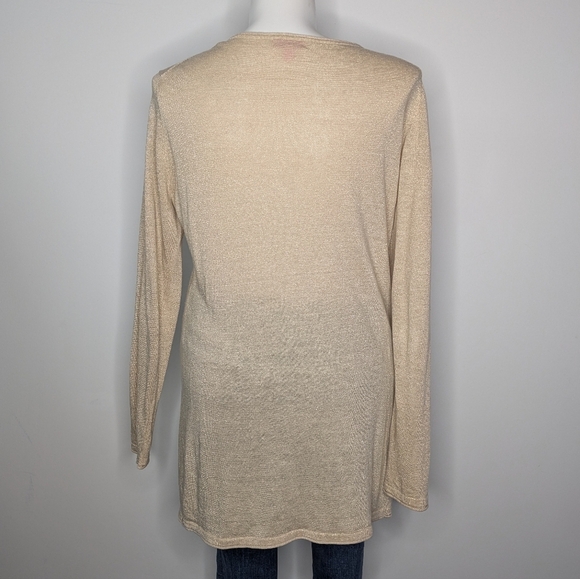 Lilly Pulitzer Tan Gold Shimmer Long Sleeve Linen Blend Button Up Cardigan XL - Picture 6 of 9